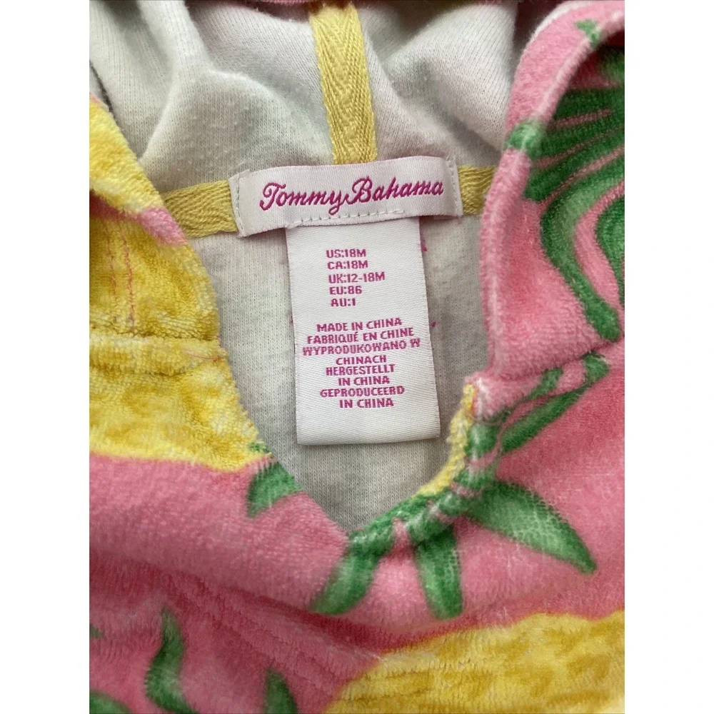 Tommy Bahama Kids Hooded Terry Cloth Cover Up Pink Pineapple 18M